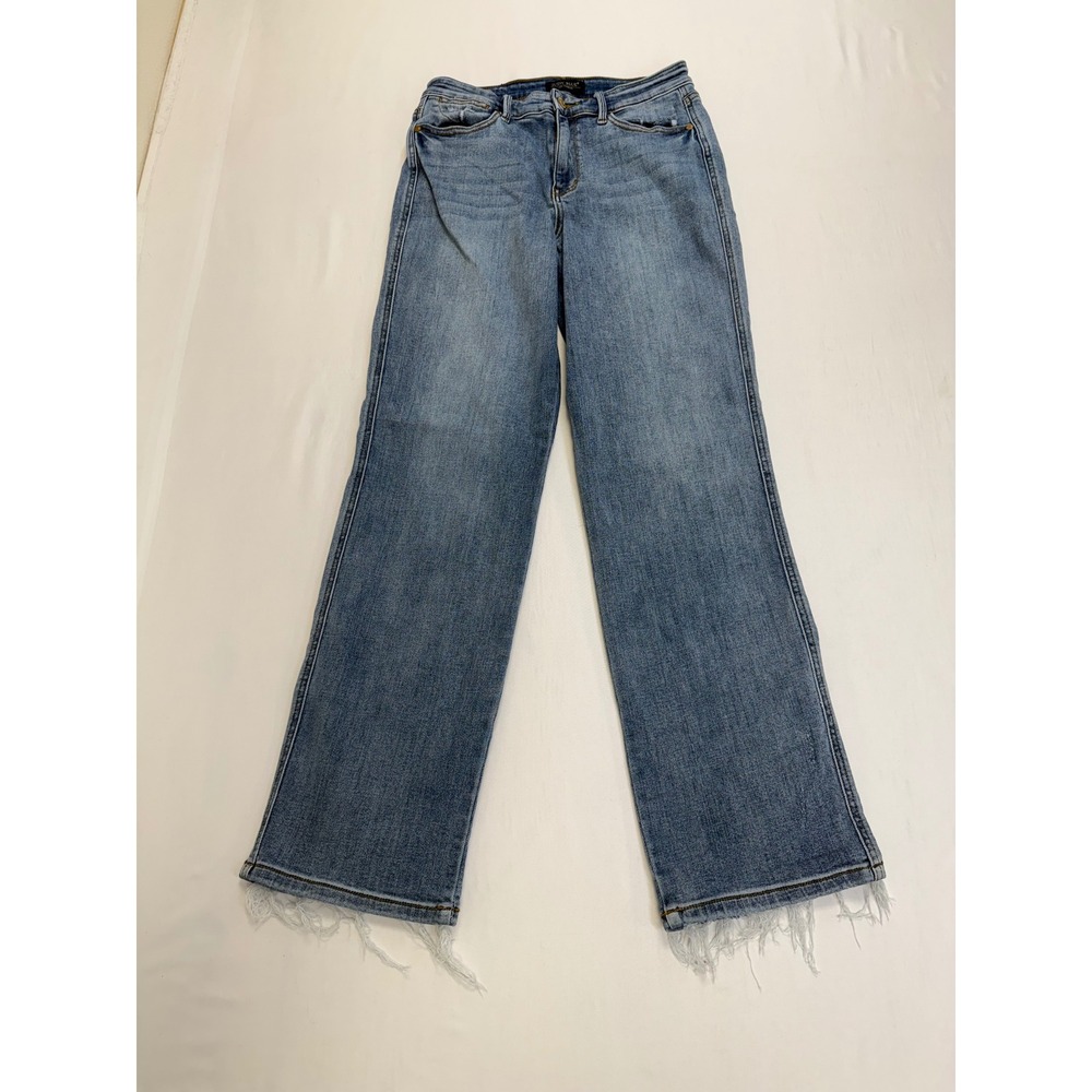 Judy Blue Dad Jeans Light Wash‎ High Rise Straight Leg Raw Hem 7/28 JB82540MD
